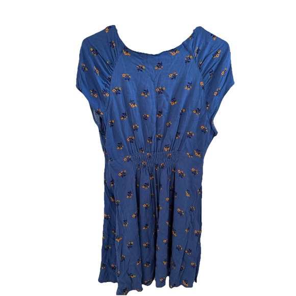 FREE PEOPLE Everyone's Favorite Mini Dress Blue Floral Feminine Boho M With Tote - Picture 2 of 12